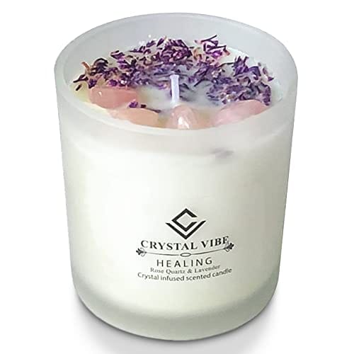 Lavender Scented Crystal Candle Crystal Vibe